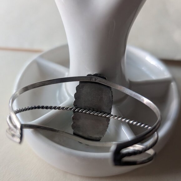 VINTAGE NAVAJO RICHARD YAZZO TURQUOISE CUFF BRACELET - Picture 4 of 5